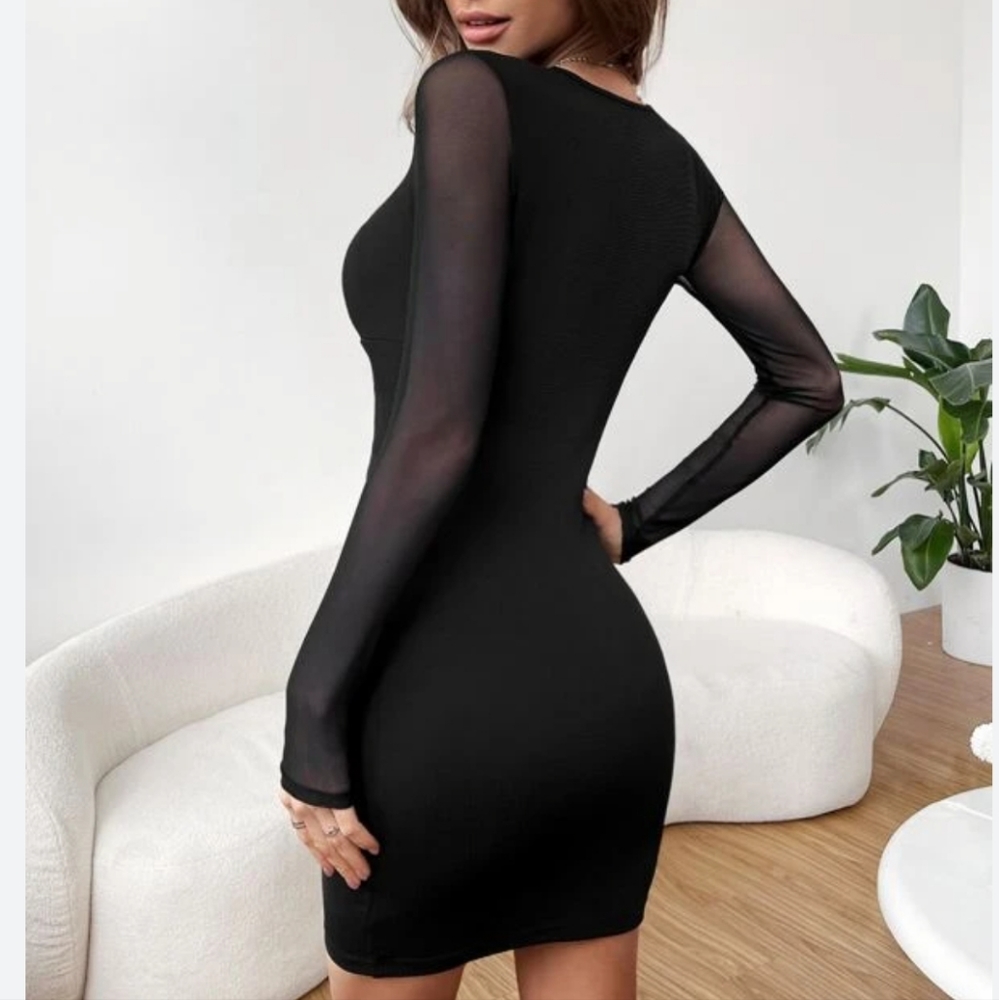 Philosophy Republic Clothing Black Sheer Bodycon Dress Size S/XS NWOT